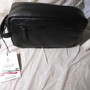 Italy Leather Dopp Bag & dust bag Massei nwt